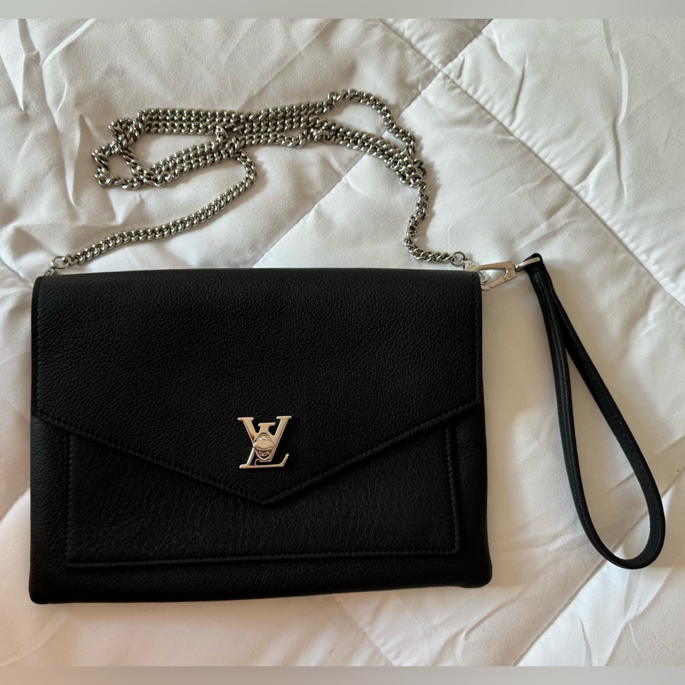 Louis Vuitton Mylockme Pochette Noir Chain Shoulder Crossbody Wristlet Clutch - Picture 3 of 16